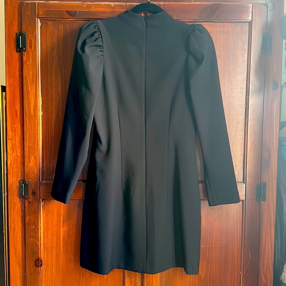 NWT*** ZARA PUFFY LONG SLEEVE MOCK NECK MINI BLACK DRESS - Picture 3 of 8